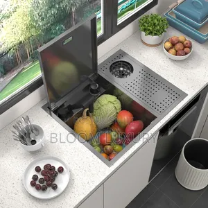 Kitchen Sink With Push Cup Washer/Anti-Overflow Hole Bar