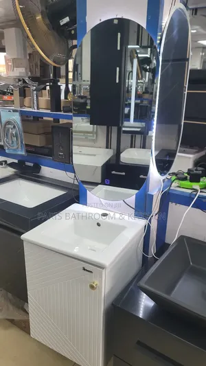 Elite Cabinet White Vanity With Oval Led Smart Mirror