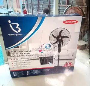 18inches Voices Control Bianco Power Solar Rechargeable Fan