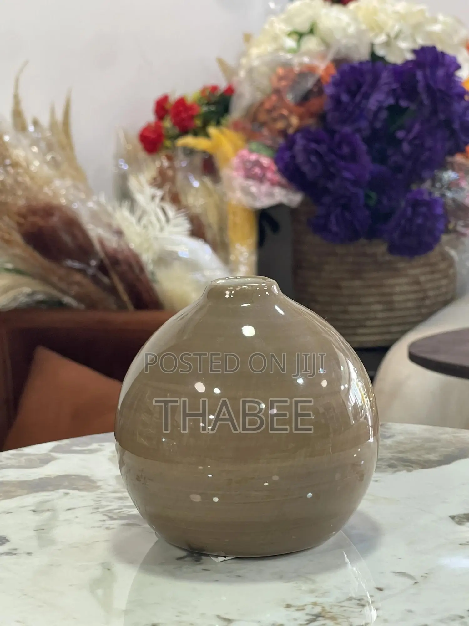 Beige Round Vase