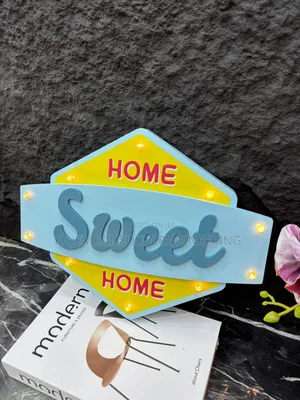 Home Sweet Home - Electronic . Wooden Write Up Decor With Lights .