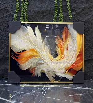 Diamond Crystal Encrusted Painting With Gold Frame .