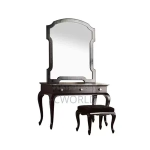 Classic Vintage Vanity Dressing Table Set With Mirror and Stool