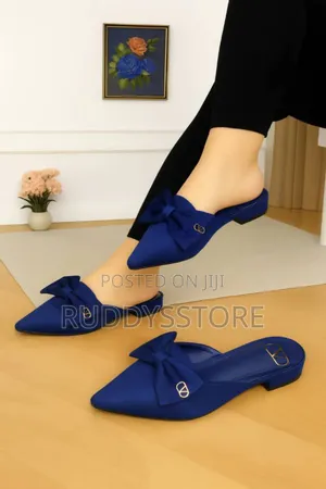 Elegant Bow Detail Flat Mules–Stylish Pointed Toe Slip-on Ladies Shoes