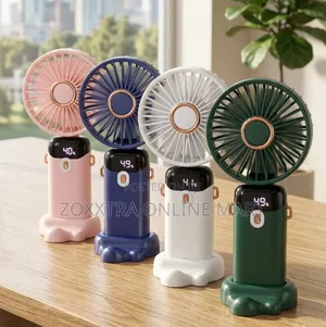 Mini Portable Foldable Fan With Led Light Showing Percentage