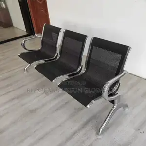 Three-Seater Mild Steel Waiting Chair (Red and Silver)