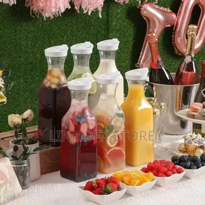 Transparent Round Acrylic Carafe For Juice, Water, Smoothie & Ice Tea