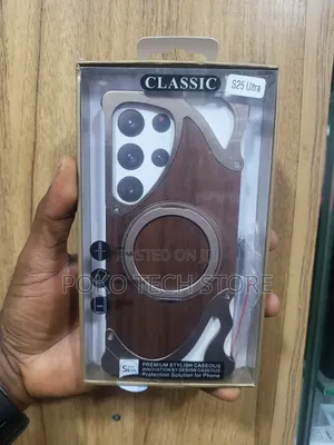 Magnetic Walnut Wood And Aluminum Bumper Samsung Galaxy S25 Ultra.
