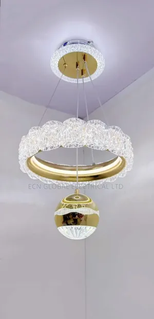 Modern Crystal Gold-Toned Led Chandelier (Luxury Ceiling Light)
