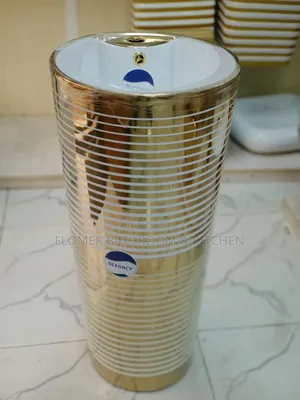 Luxury Gold Stripe Standing Wash Basin – Modern Designer Sink