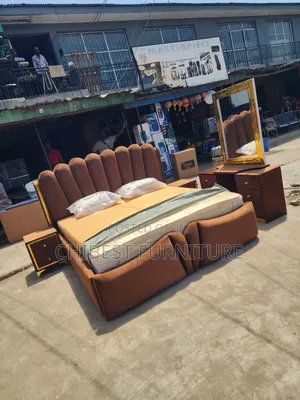 Brand New 6by6 Padded Bed With Dresser And Cupboards