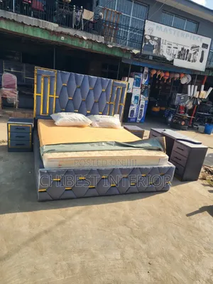 Grey 6by6 Upholstery Padded Bed Frame