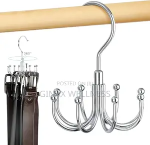 8-Hook 360° Steel Rotating Hanger | Space Saving Wardrobe Organizer