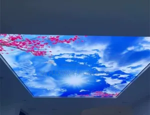 Flowery Pink on Blue Sky Stretch Ceiling