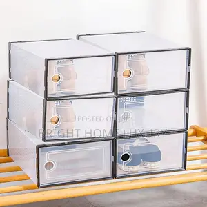 6pcs Transparent Shoe Storage Box With Black Frame