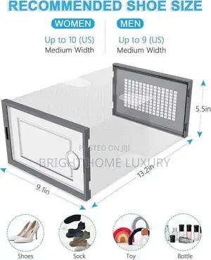 12pcs Transparent Shoe Storage Box White Frame