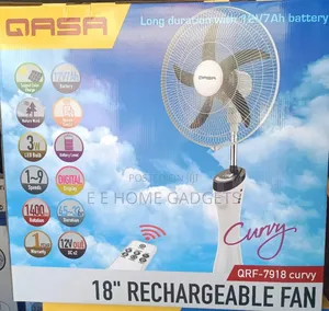 Qasa Rechargeable Fan QRF-7918 Curvy - 18" Inches