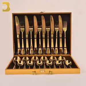 24pcs Gold Box Cutlery Set 