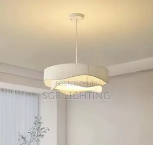 Nordic Designer Pleated Fabric Led Pendant Light Bedroom Chandelier