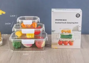3pcs Set Rectangle Food Storage Box With Lock