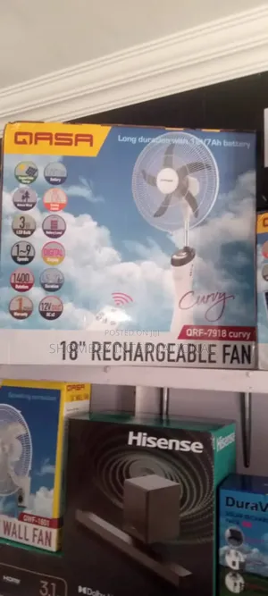 Qasa 18" Curvy Rechargeable Solar Fan