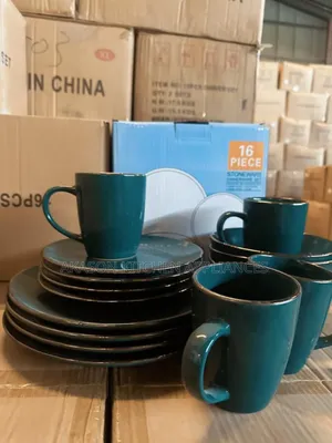 16pcs Luxury Green/Gold Plated Ceramic Dinner Set