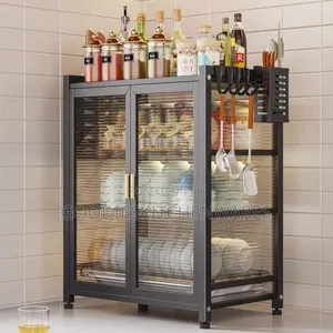 3 Layer Plate Rack With Double Door / Dish Rack Cabinet