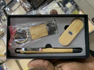 Bamboo Promotional Gift Set Wooden Keychain Flashdrive Pen Box Set