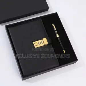 Personalized A5 Pin Lockable Pu Leather Vintage Journal and Pen Set