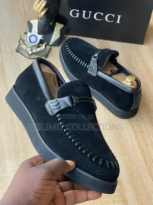 Black Suede Leather Gucci Loafers