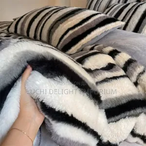 Black White Fluffy Fur Duvet, Bedsheets And Pillowcase Set-6/6
