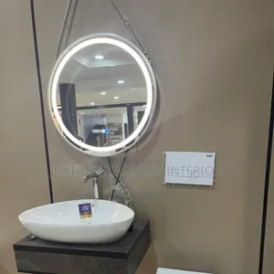 Led Round Bathroom Mirror With Basin Set