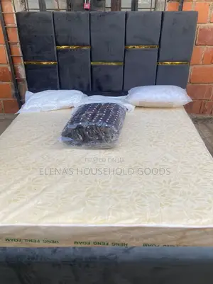6x6 Foreign Orthopedic Mattress + Padded Luxury Bedframe+Duvet+Pillows