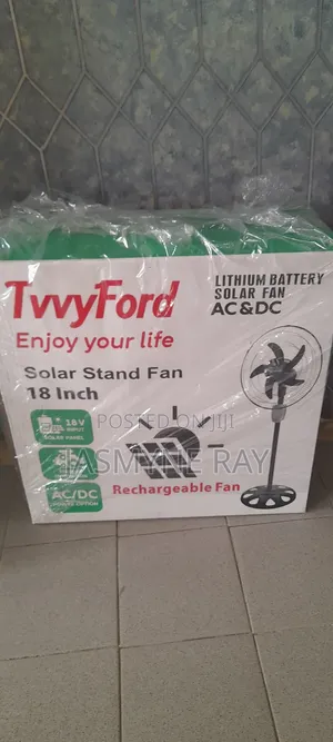 Tvvyford Standing Fan With Solar Panel and Bulb