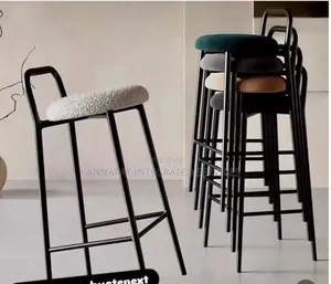 Classy Design Walnut Solid Metal Legs High Bar Chairs