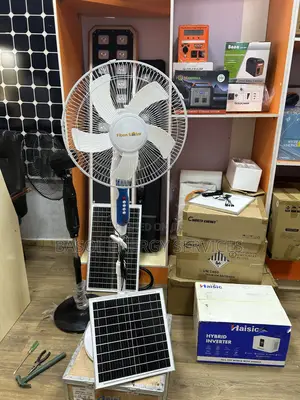 16 Inches Solar Rechargeable Fan With Bulb and Panel