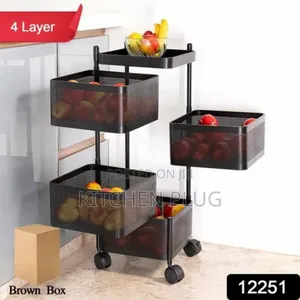This Item Is A 4-layer Revolving Vegetable Kitchen Rack,