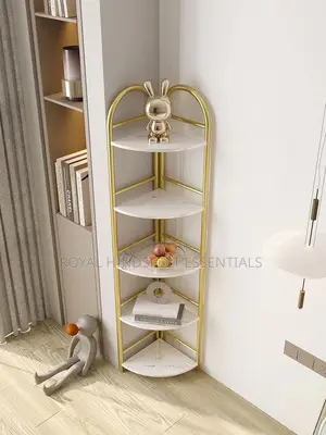 5 Layer Open Conner Shelf With Gold Iron Frame