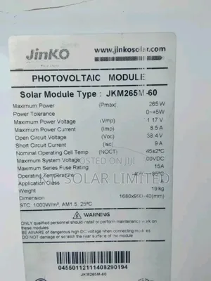 265w Jinko Solar Panel