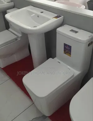Modern Square Close-Coupled Toilet Pedestal Basin