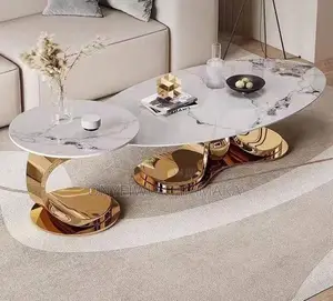 Luxury Marble Coffee Table With Gold Base