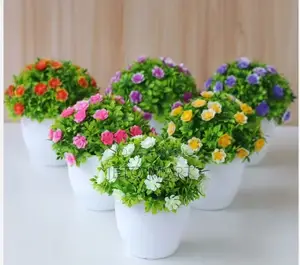 Mini Artificial Flower Vase Warm Home Office Shop Tablr-3units