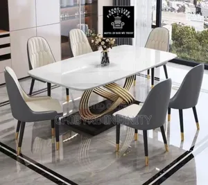 High Quality Imported Marble Dining Table With Six Chair Available