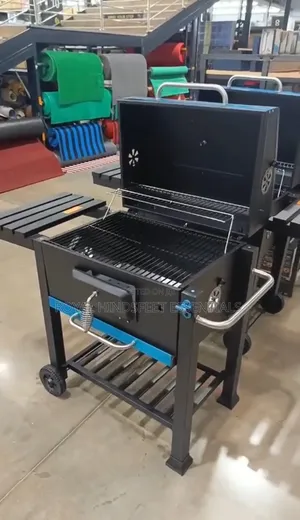 Super Heavy Duty Smookless Bbq Charcoal Grill Trolley With Side Table