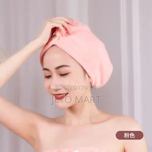Hair Dryer Cap, Absorbent Dry Hair Towel With Button - Pink