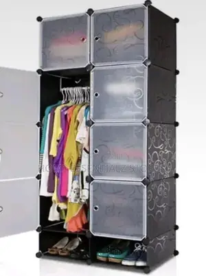Plastic Wardrobe With Shoes Rack - 2 Partitions Clothes Organizer