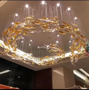 Modern Clear Glass Leaf Pendant Chandelier