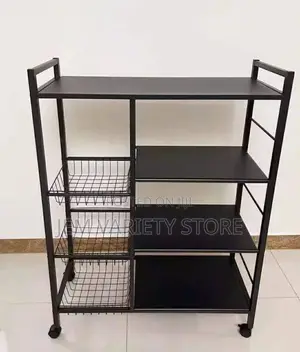 Metal Kitchen Rack (With Three Basket) With Wheels