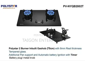 2 Burners Inbuilt Gas Cooker ( Flip Up Burners)