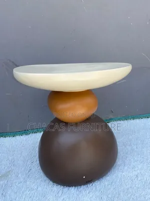 Ancient Modern Pebble Side Stool - Designer Sculptural End Table.